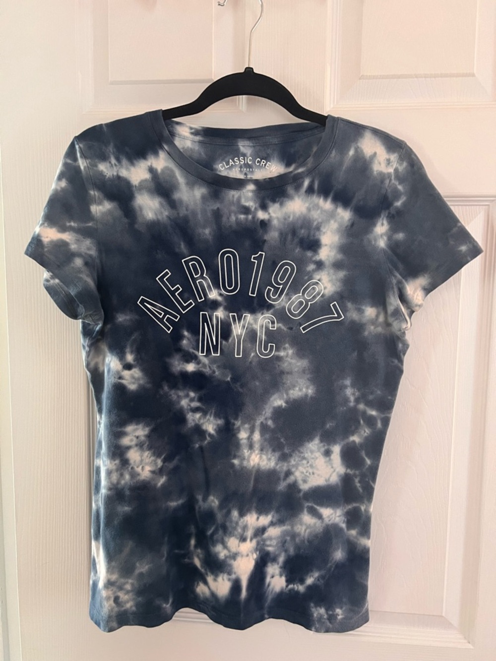 Aeropostale Classic Crew Tie-Dye Tee - Blue & White Size XL